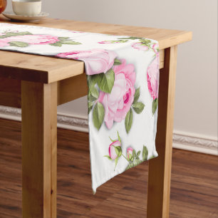Pink Floral Long Table Runner