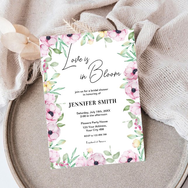 Pink Floral Love is in Bloom Bridal Shower Invitation (Creator Uploaded)