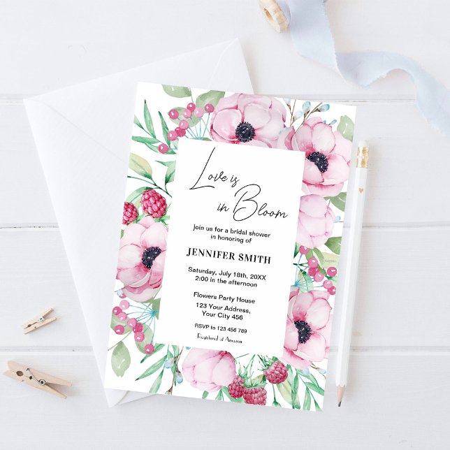 Pink Floral Love is in Bloom Bridal Shower Invitation (Creator Uploaded)