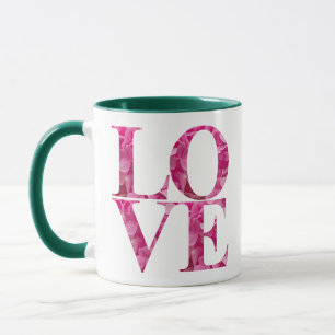 Pink Floral LOVE Square Mug