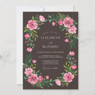 Pink Floral Lush Romance Wedding Invitation