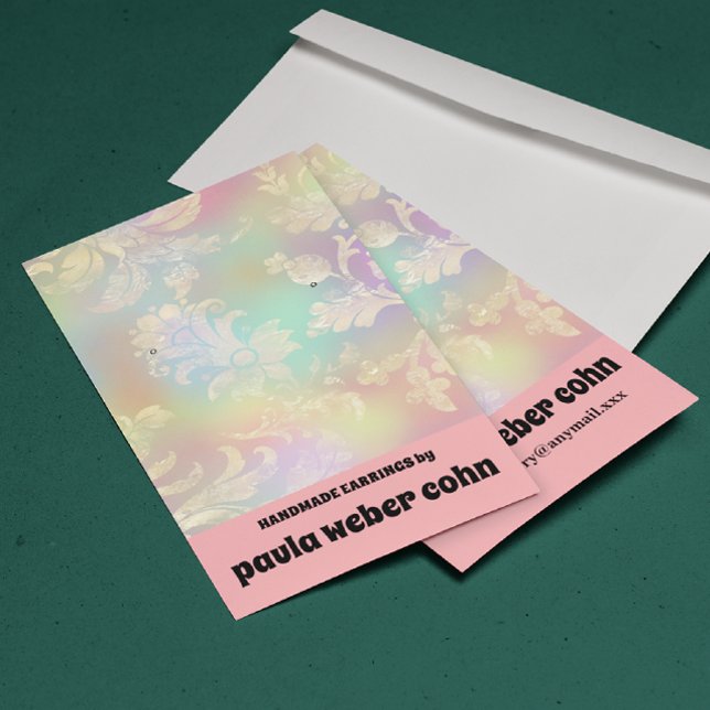 Pink Floral Luxury Earring Display  Business Card (Creator Uploaded)