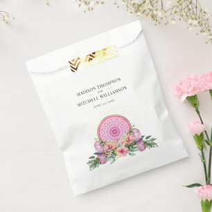 Pink Floral Mandala Crystals Metaphysical Wedding Favour Bag