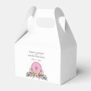 Pink Floral Mandala Crystals Metaphysical Wedding Favour Box