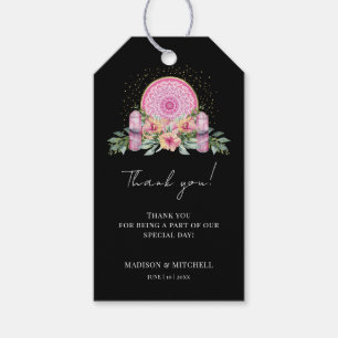 Pink Floral Mandala Crystals Metaphysical Wedding Gift Tags