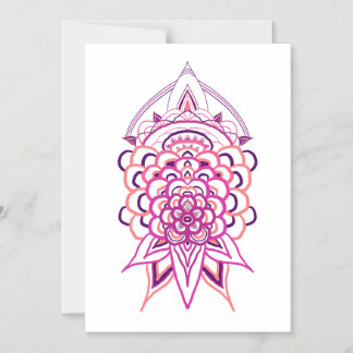 Pink Floral Mandala Invitation Card | Boho Birthda