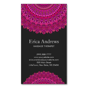 Pink Floral Mandala Ornament Magnetic Business Card
