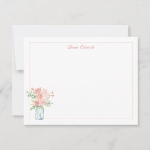 Pink Floral Mason Jar Border Personalised Card