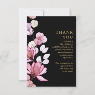 Pink Floral Memorial Celebration Of Life Funeral Thank You Card