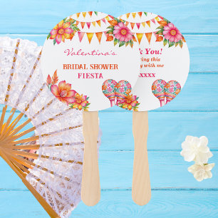 Pink Floral Mexican Fiesta Bridal Shower Hand Fan
