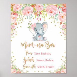 Pink Floral Mimosa Mumosa Bar Sign Baby Shower
