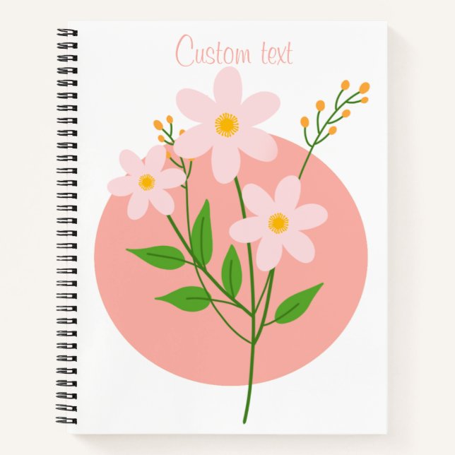 Pink Floral Minimalist  Notebook (Front)