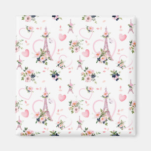Pink Floral Minimalist Parisian Magnet