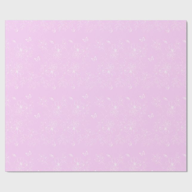 Pink Floral Minimalist Pattern Modern Abstract Wrapping Paper (Flat)