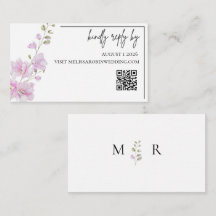 Pink Floral Minimalist Wedding RSVP Enclosure Card