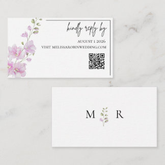 Pink Floral Minimalist Wedding RSVP Enclosure Card
