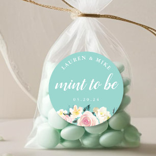 Pink Floral Mint to Be Wedding Mint Favour Classic Round Sticker