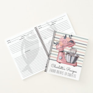 Pink Floral Mixer Recipe  Notebook