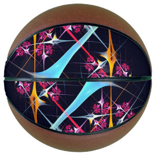 Pink Floral Modern Abstract Art Colour Pattern #01 Basketball