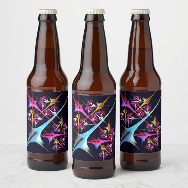 Pink Floral Modern Abstract Art Colour Pattern #01 Beer Bottle Label (Bottles)