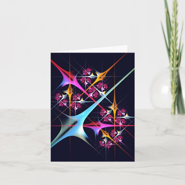 Pink Floral Modern Abstract Art Colour Pattern #01 Card (Front)