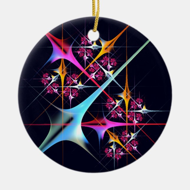 Pink Floral Modern Abstract Art Colour Pattern #01 Ceramic Ornament (Front)