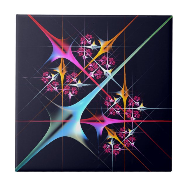 Pink Floral Modern Abstract Art Colour Pattern #01 Ceramic Tile (Front)
