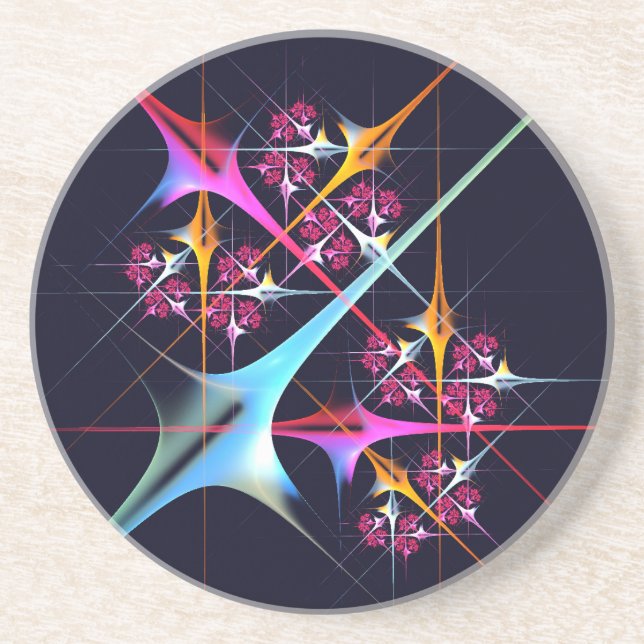 Pink Floral Modern Abstract Art Colour Pattern #01 Coaster (Front)