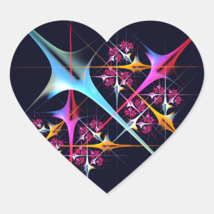 Pink Floral Modern Abstract Art Colour Pattern #01 Heart Sticker