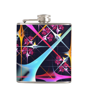 Pink Floral Modern Abstract Art Colour Pattern #01 Hip Flask