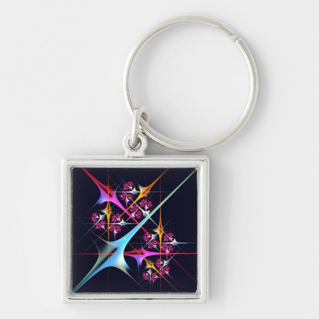 Pink Floral Modern Abstract Art Colour Pattern #01 Key Ring (Front)