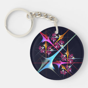 Pink Floral Modern Abstract Art Colour Pattern #01 Key Ring