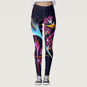 Pink Floral Modern Abstract Art Colour Pattern #01 Leggings