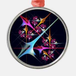 Pink Floral Modern Abstract Art Colour Pattern #01 Metal Ornament