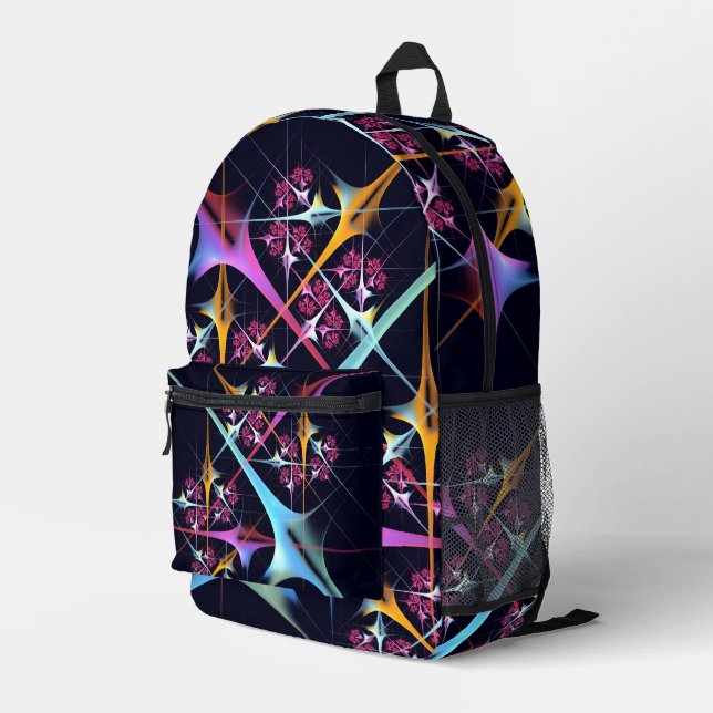 Pink Floral Modern Abstract Art Colour Pattern #01 Printed Backpack (Back Corner Right)