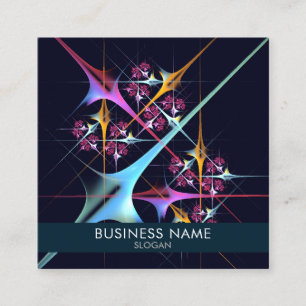 Pink Floral Modern Abstract Art Colour Pattern #01 Square Business Card