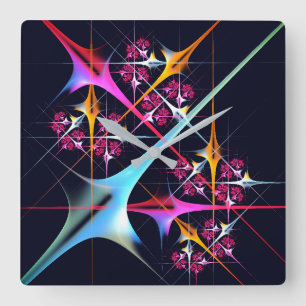 Pink Floral Modern Abstract Art Colour Pattern #01 Square Wall Clock