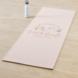 Pink floral modern girly bachelorette vacation yoga mat