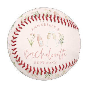 Pink floral modern pink girly bachelorette party baseball