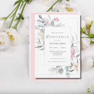 Pink Floral Modern Quinceañera Invitation