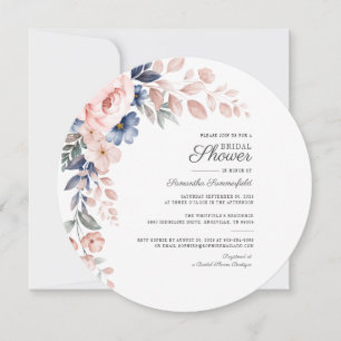 Pink Floral Modern Watercolor Bloom Bridal Shower Invitation