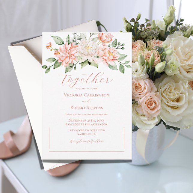 Pink Floral Modern Watercolor Wedding Invitation (Creator Uploaded)