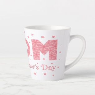 Pink Floral "MOM" Heart Design - Happy Mother's Da Latte Mug