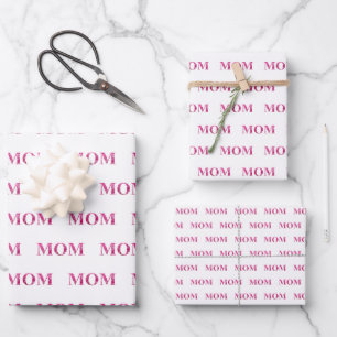 Pink Floral MOM Lettering Pattern Wrapping Paper Sheet