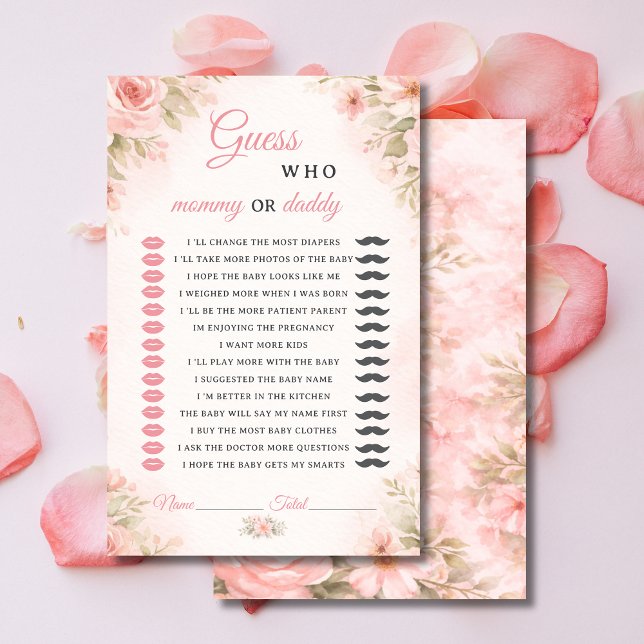 Pink Floral Mommy or Daddy Shower Game (Creator Uploaded)