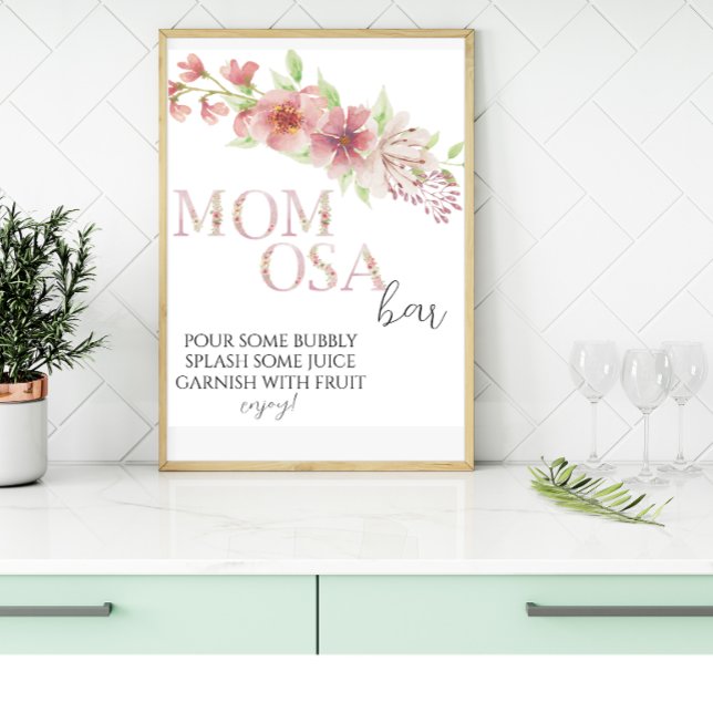 Pink Floral Momosa Bar Sign Poster (Creator Uploaded)
