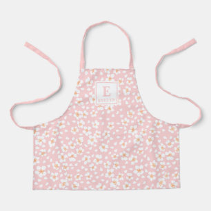 Pink Floral Monogram Apron for girls or mum