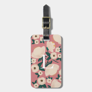 Pink Floral Monogram Chic Luggage Tag