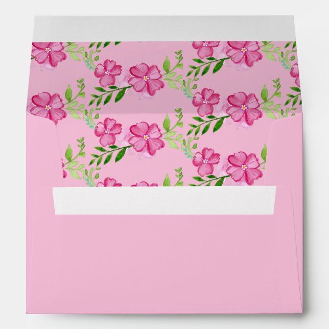 Pink Floral Monogram Envelope with Flowers Inside (Back (Bottom))