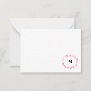Pink Floral Monogram Note Cards
